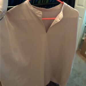 Mandala Oversize dolman sleeve scrub top in pale pink. Size 2XL